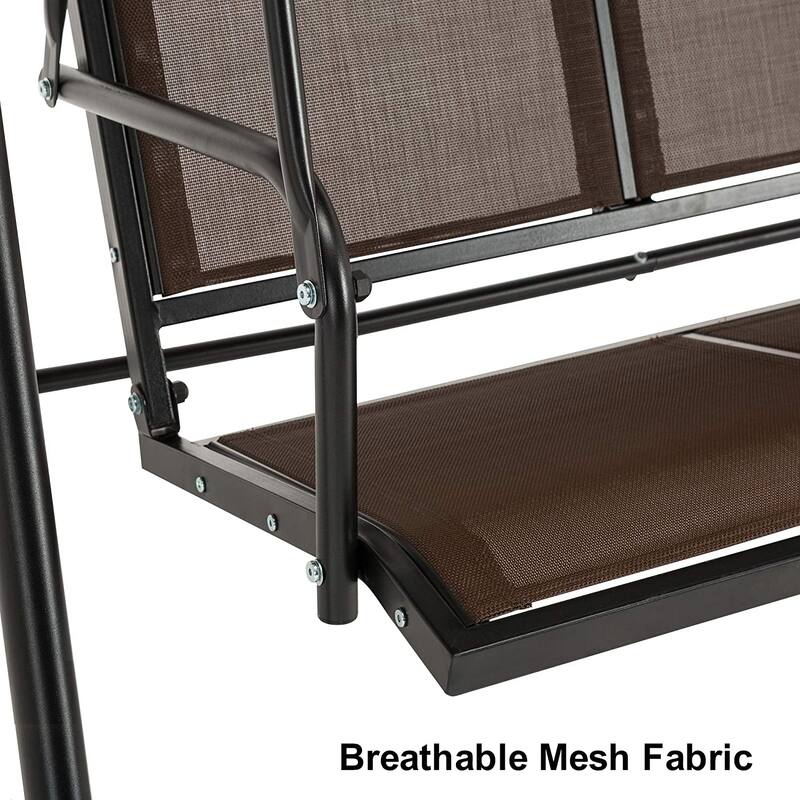 MCombo Outdoor Patio Canopy Swing Chair 3-Person, Steel Frame Textilence Seats Swing Glider, 4507