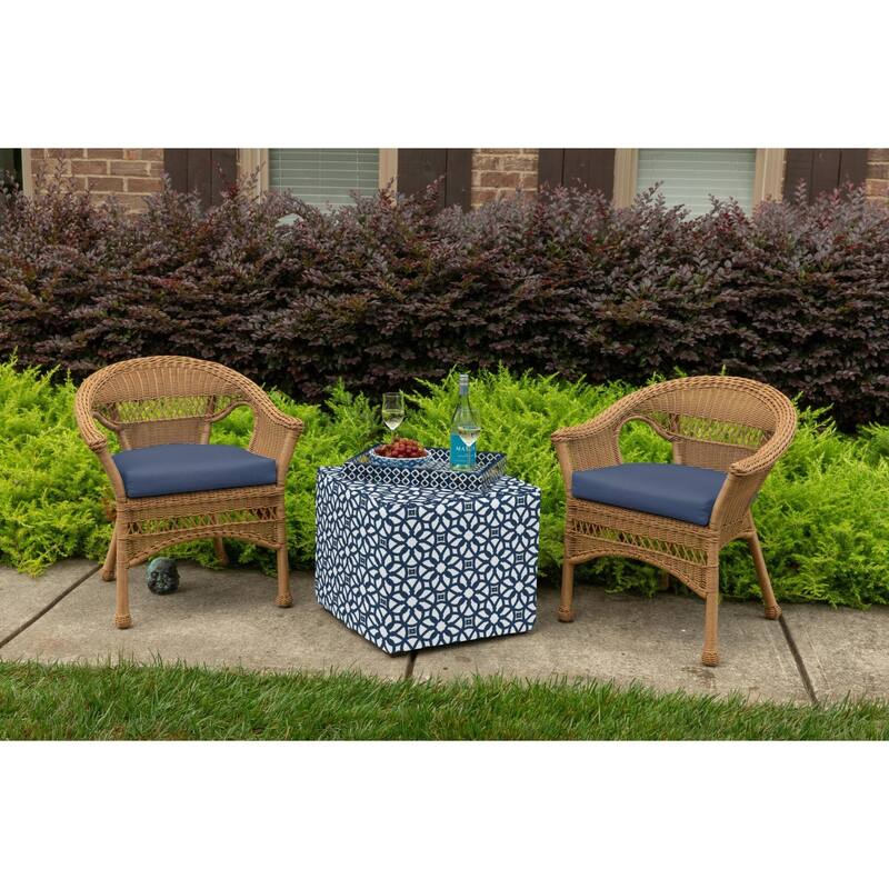 Sunbrella Solid Fabric 1-Piece Indoor/Outdoor Wicker Seat Pad Cushion, 19.5"W x 19.5"L