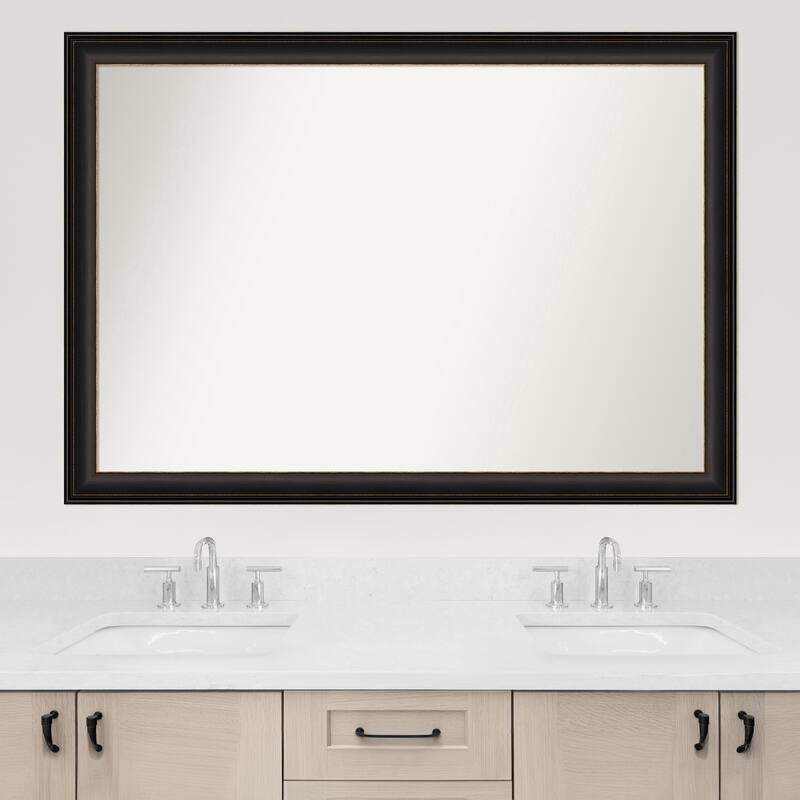 Trio Oil Rubbed Bronze Framed Non-Beveled Custom Wall Mirror, Bathroom Vanity Mirror