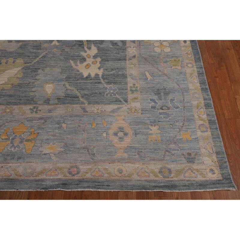 Grays & Blues Oushak Vegetable Dye Area Rug Handmade Wool Carpet - 9'2"x 12'0"