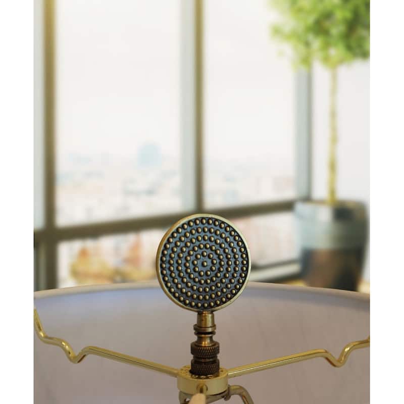 Dotted Medallion Decorative Lamp Finial Antique Brass, 3"h