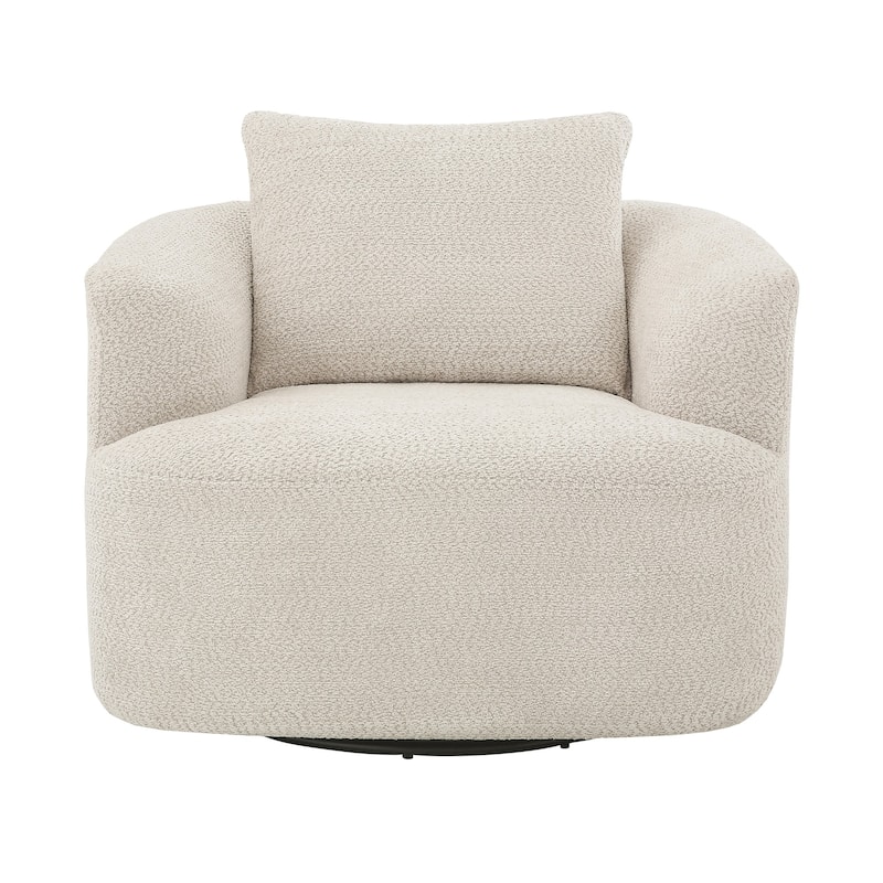 Upholstered Swivel Barrel Chair with Pillow