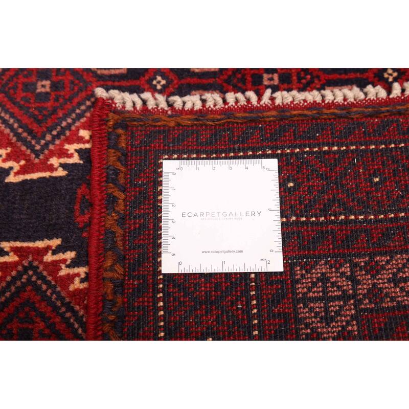 ECARPETGALLERY Hand-knotted Teimani Dark Navy, Red Wool Rug - 3'8 x 6'3