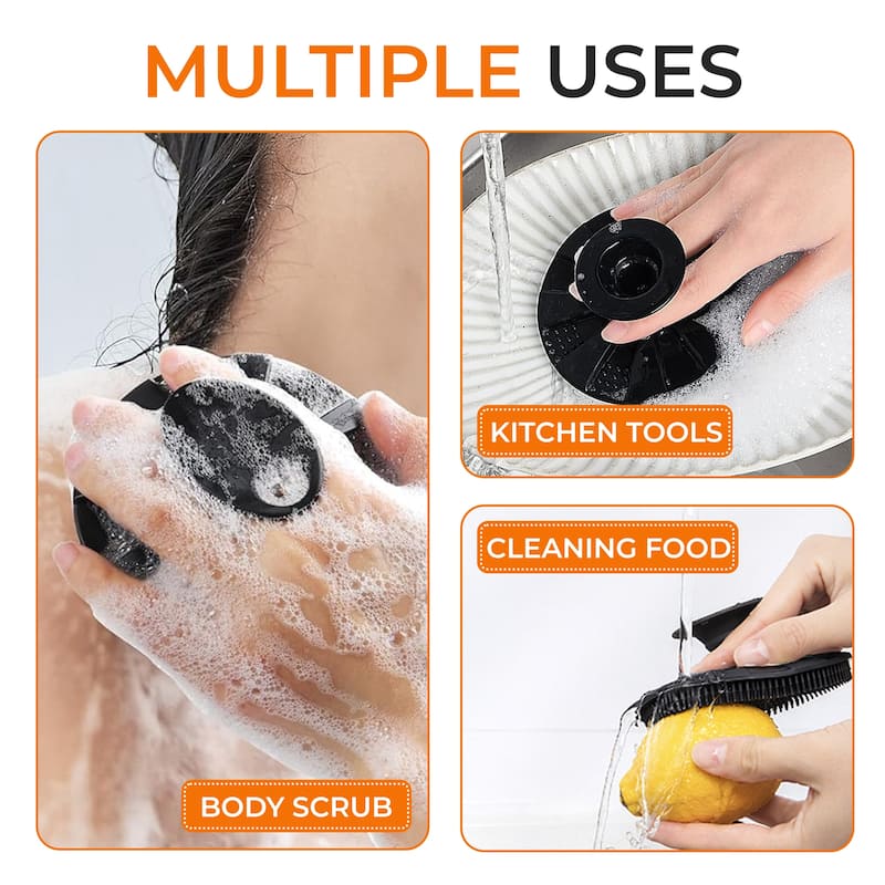 Cheer Collection Silicone Body Scrubber With Soft Bristles And Hanging Hole