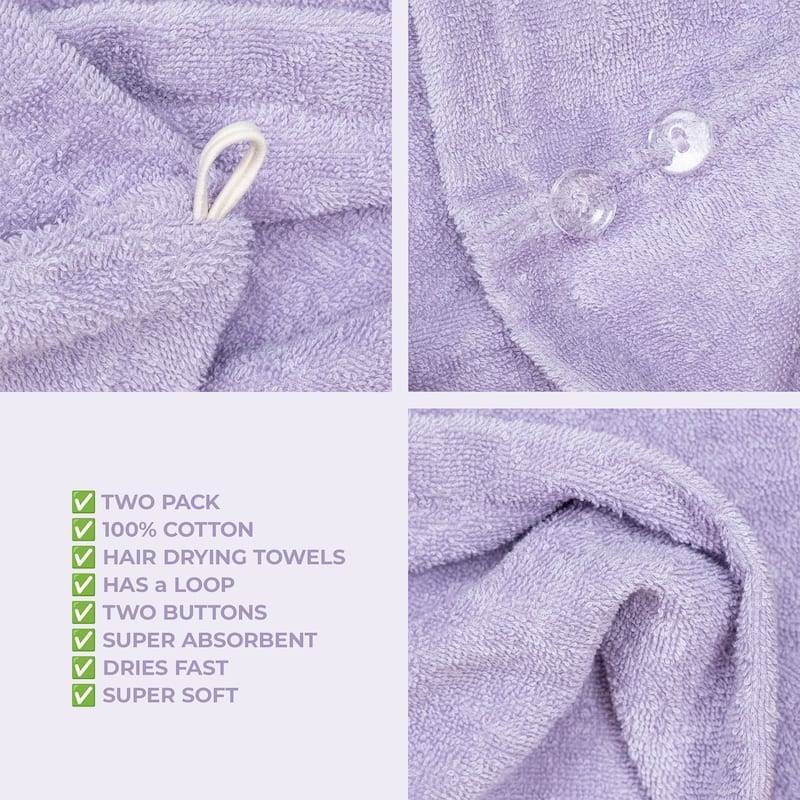 American Soft Linen 100% Cotton Hair Drying Towels for Women, Cotton Hair Turban Turkish Towel Wrap, Head Towel Cap for Hairs
