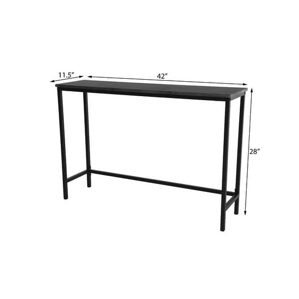 Slim Black Metal Console Table w/ Rectangular Wood Top - Rustic Brown