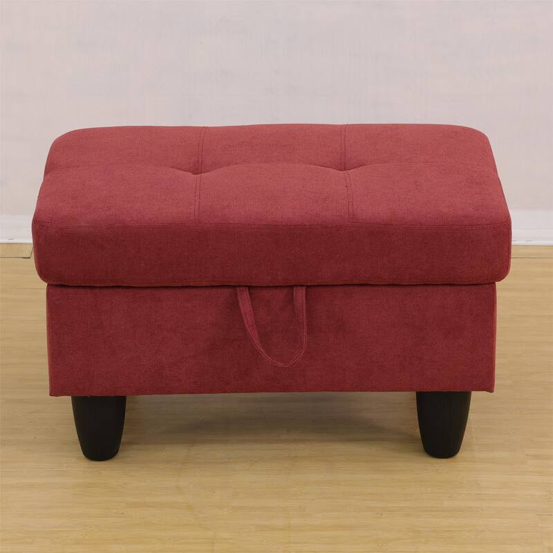 KISRAIS 28.5" Wide Upholstered Storage Ottoman