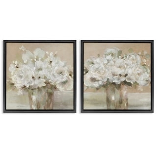 Stupell Rose Bouquet Vintage Palette Framed Floater Canvas Wall Art Design By Carol Robinson (Set of 2)