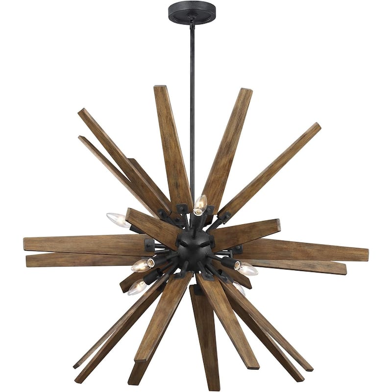Lighting Thorne Chandelier 8 Light Wood in Contemporary Style Starburst Design
