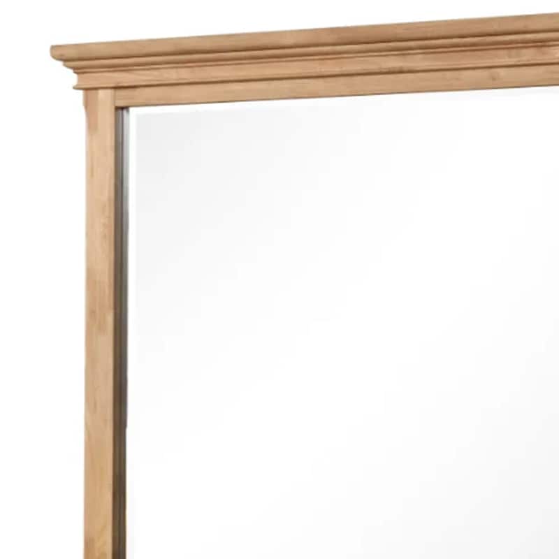 Lexa Dresser Mirror, Bevel Glass, Natural Oak Brown Solid Wood, 38x44 - Natural Oak Brown