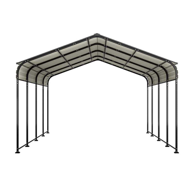 GDFStudio - Oliver Heavy Duty Outdoor Metal Carport with Waterproof Tarpaulin and Reinforced Base