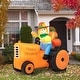 preview thumbnail 2 of 16, Glitzhome 7ft Fall Lighted Inflatable Tractor Scarecrow Decor