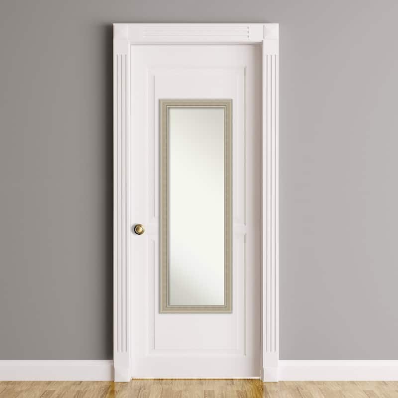 Mezzo Silver Non-Beveled Wood Framed Full-Length On the Door Mirror - Mezzo Silver - Glass Size 14x48