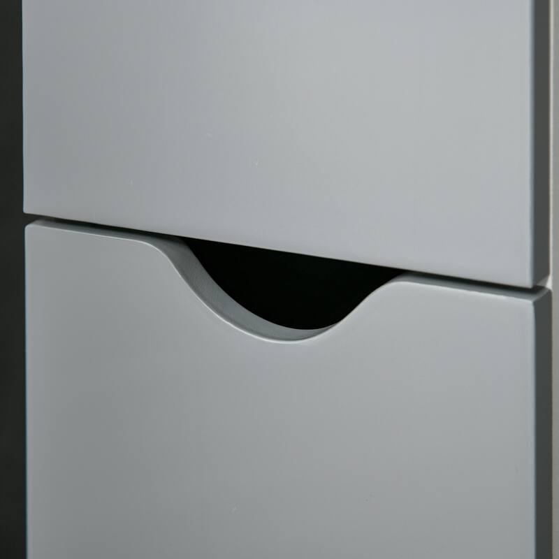 kleankin Tall Bathroom Storage Cabinet with 2 Open Shelves and 2 Door Cabinets, Freestanding Linen Tower