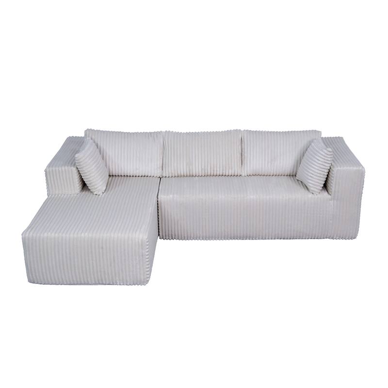 105.11" L-Shaped Chenille Sectional Sofa with All-Foam Structure, 6 Pillows and Space-Saving Design (Right Chaise)