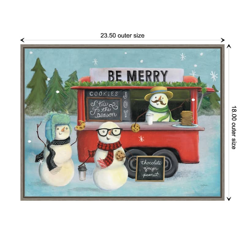 Christmas on wheels III by Mary Urban Framed Canvas Wall Art