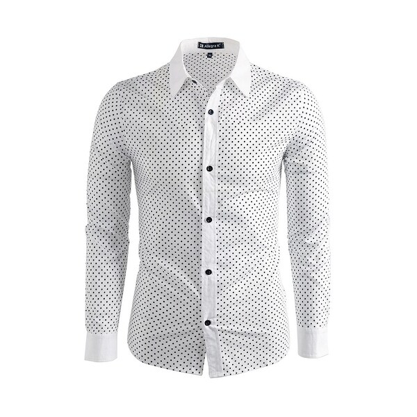 mens slim fit white long sleeve shirt