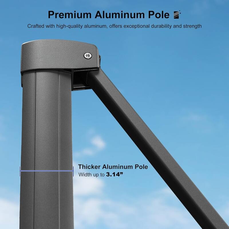 PURPLE LEAF 10 ft Stylish UV50+ Fade Resistant Patio Cantilever Umbrella with 360-degree Rotation