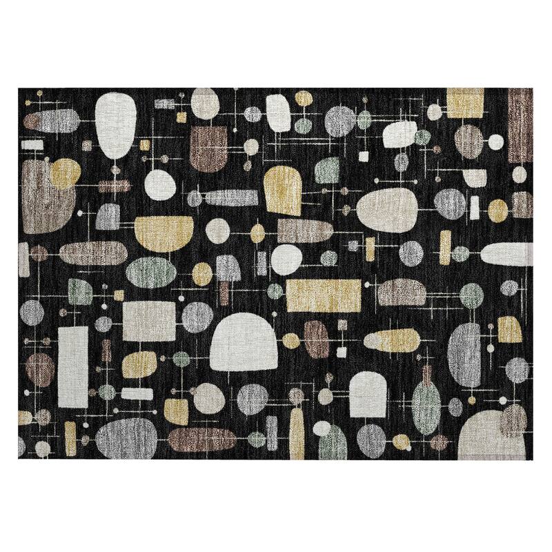 Machine Washable Indoor/ Outdoor Contemporary Fun Chantille Rug