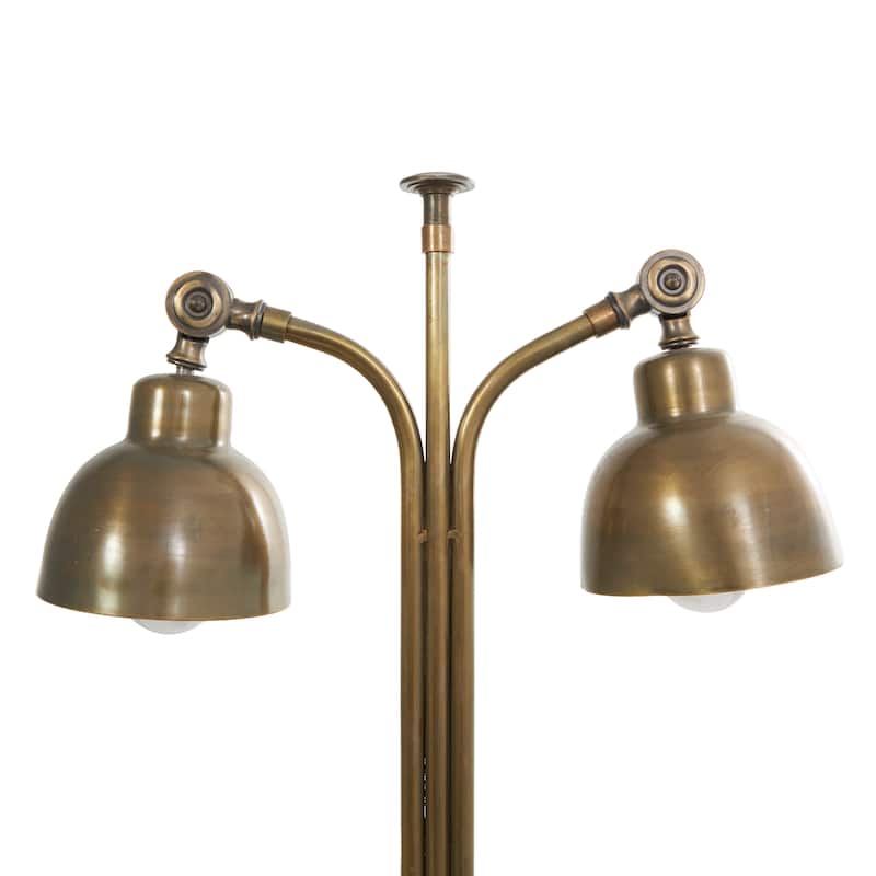 Silver or Brass Stainless Steel Desk Lamp with Dual Shades