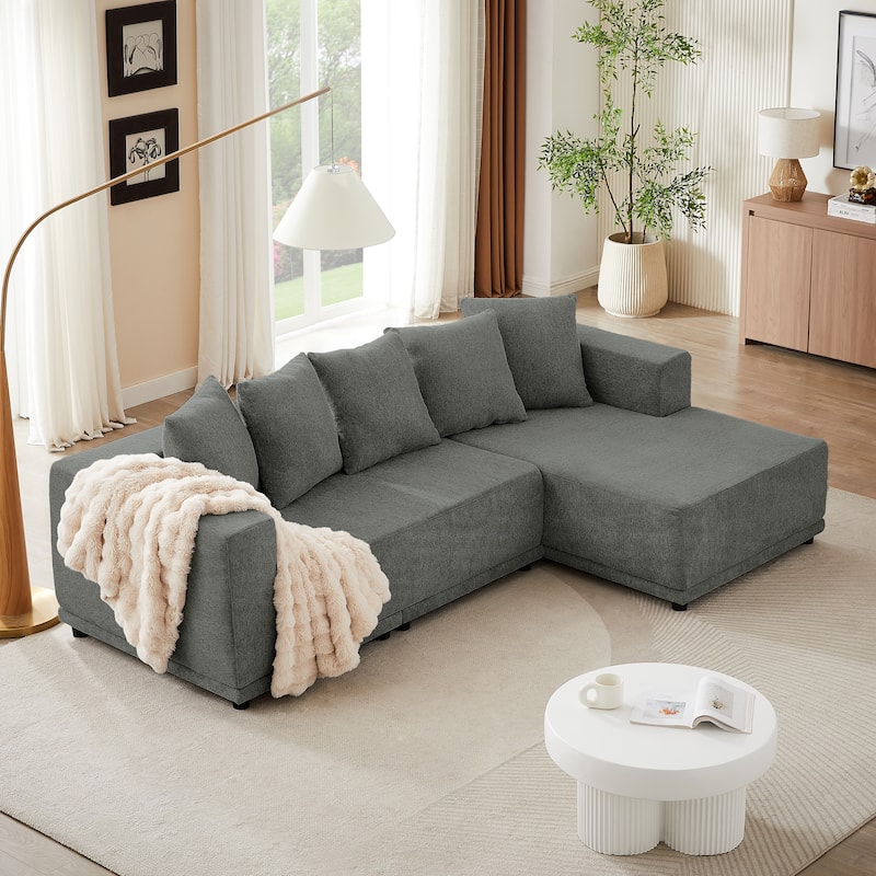 Chenille L-Shaped Sectional Sofa Set