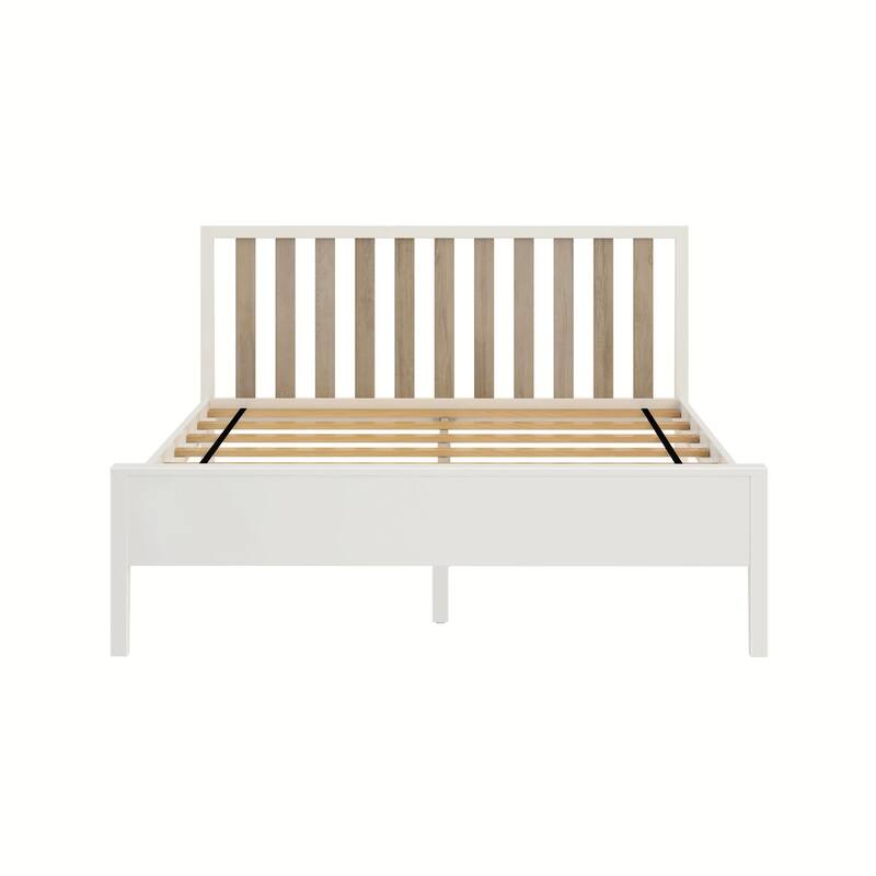 Max and Lily Scandinavian Queen-Size Bed with Slatted Headboard