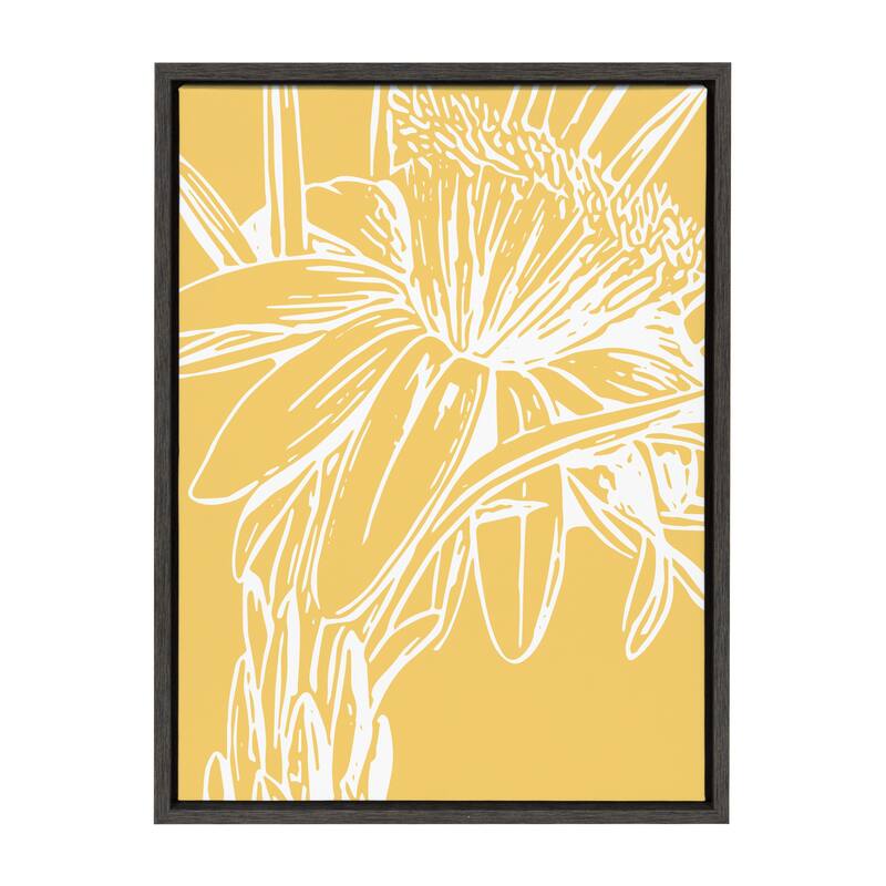 Kate and Laurel Sylvie Flower Framed Canvas by Apricot and Birch - 18x24 - Plastic - Grey