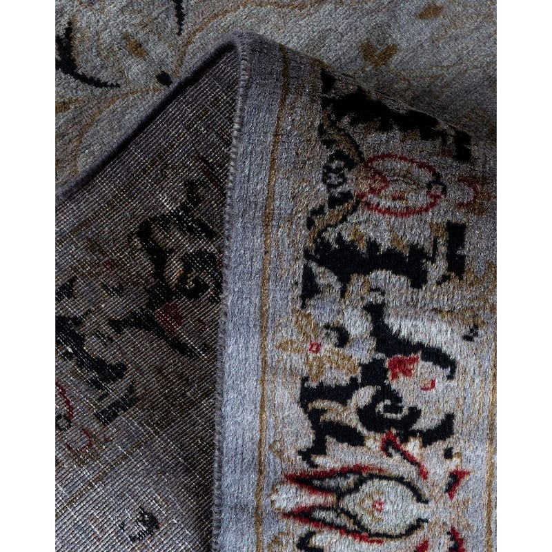 Overton Hand Knotted Wool Vintage Inspired Modern Contemporary Overdyed Gray Runner Rug - 2' 7" x 6' 0"