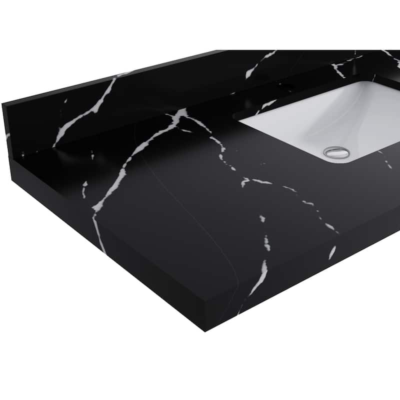 Willow Collections 24 x 22 Sonoma Teak Wood Single Bowl Sink Bathroom Vanity in Golden Teak with Countertop