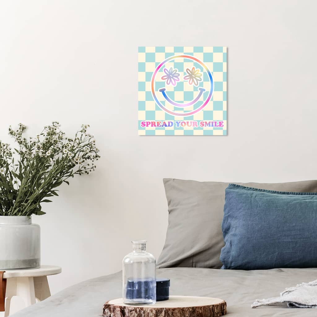 Wynwood Studio Canvas Typography and Quotes Spread Your Flower Smile Blue Modern & Contemporary Wall Art Canvas Print