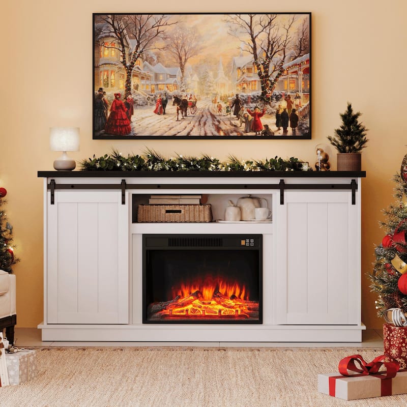 EROMMY Electric Fireplace Heater Mantel TV Cabinet, Media Entertainment Center, Energy Efficient Heater