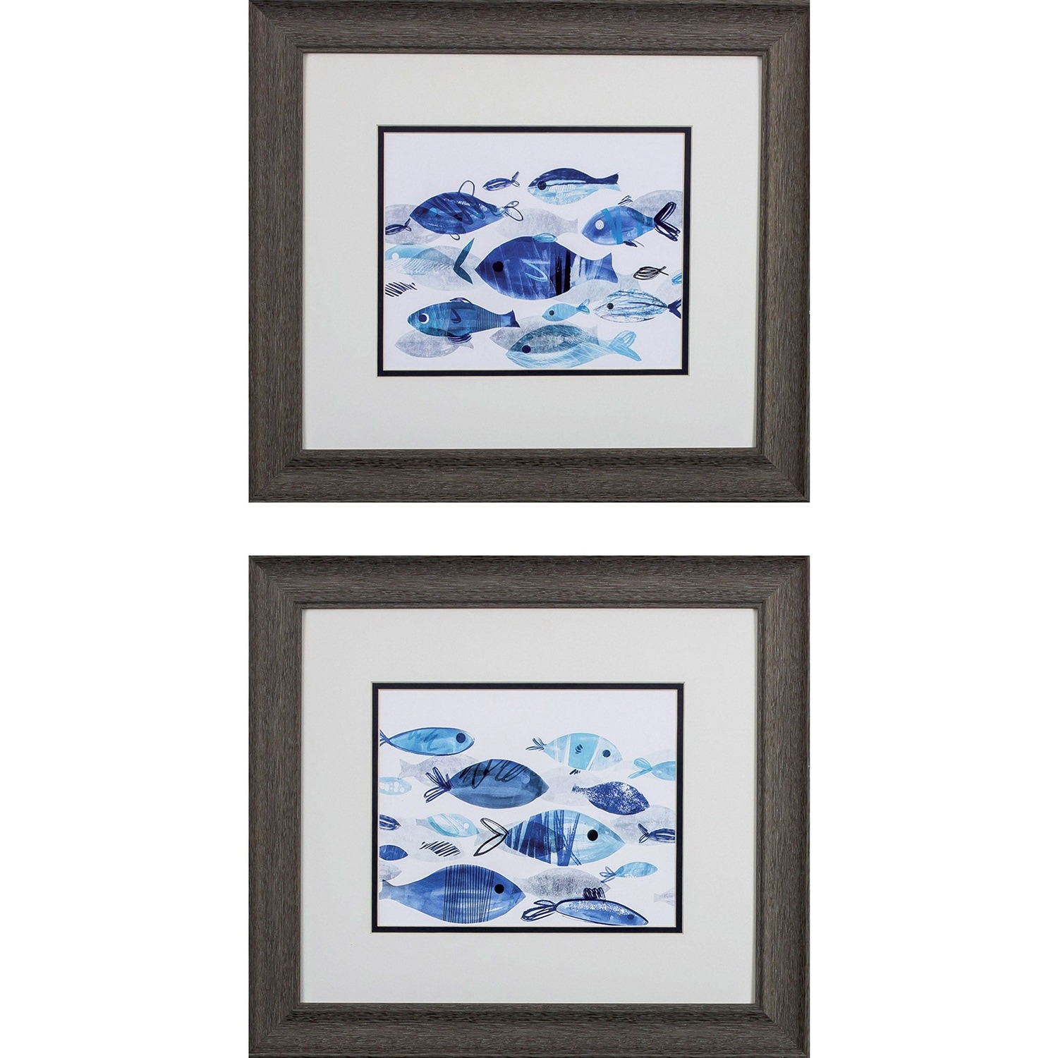 Fish Parade S/2 Framed Art Under glass