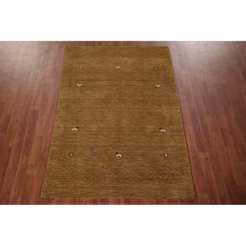Little Animals Design Gabbeh Accent Rug Hand-Knotted Wool Carpet - 3'11"x 5'10"