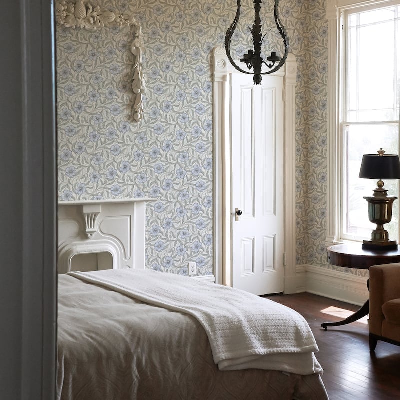 A-Street Prints Imogen Light Blue Floral Wallpaper
