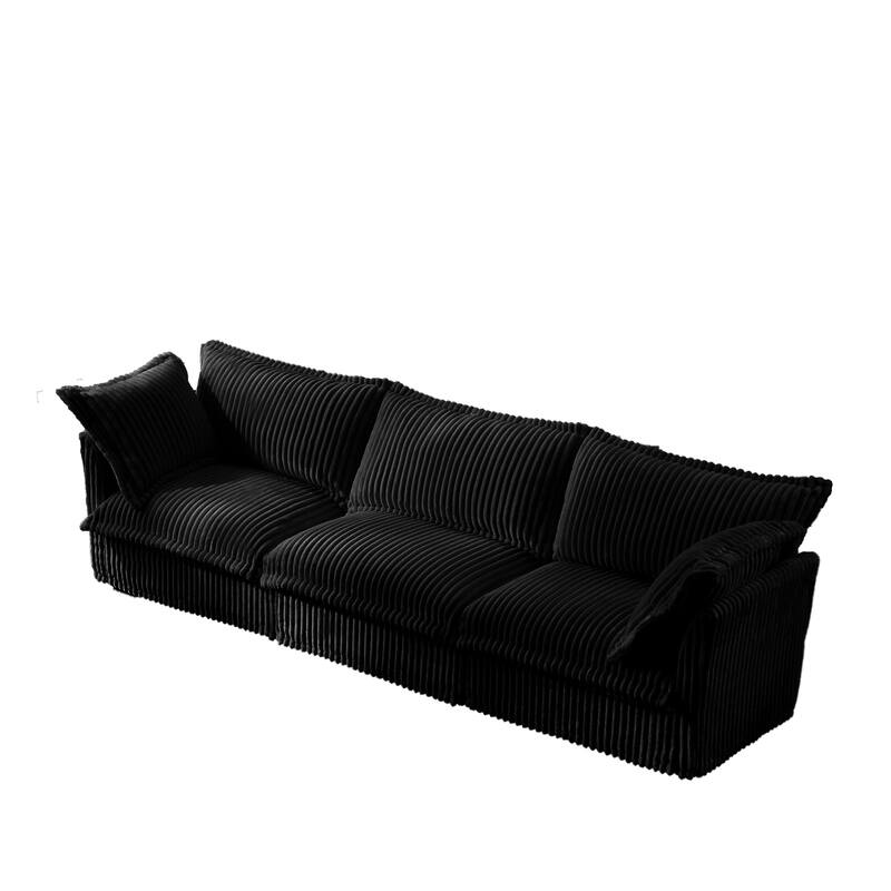 Modern 3 Seater Upholstered Sofa with 2 Pillows