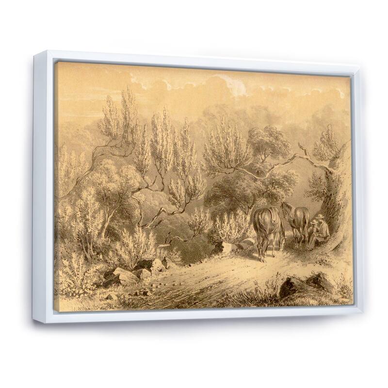 Designart "Vintage Cowboys In The West" Vintage Framed Canvas Wall Art Print
