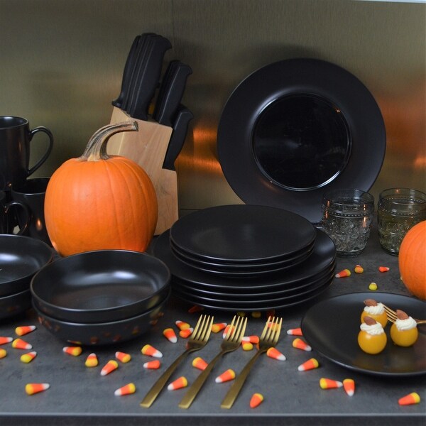 Euro Essential Onesto Black Stoneware Dinner Charger Plate/Platter (Set of 4) - 11.5 x 11.5 x .75. Opens flyout.