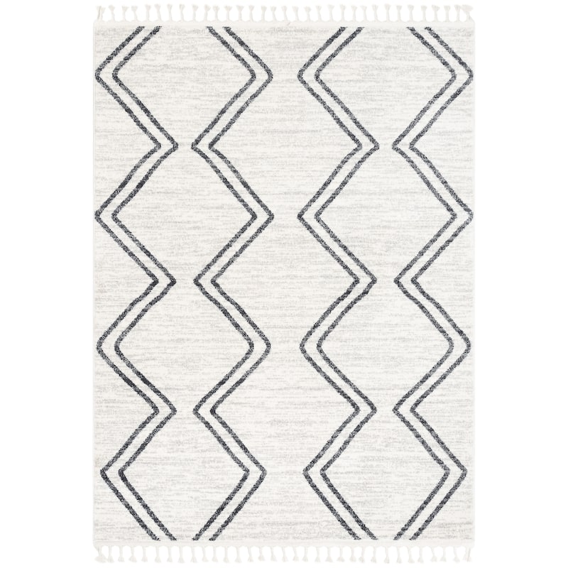 Well Woven Kennedy Reeve Modern Chevron Pattern Area Rug - 3'11" x 5'3" - Grey Ivory