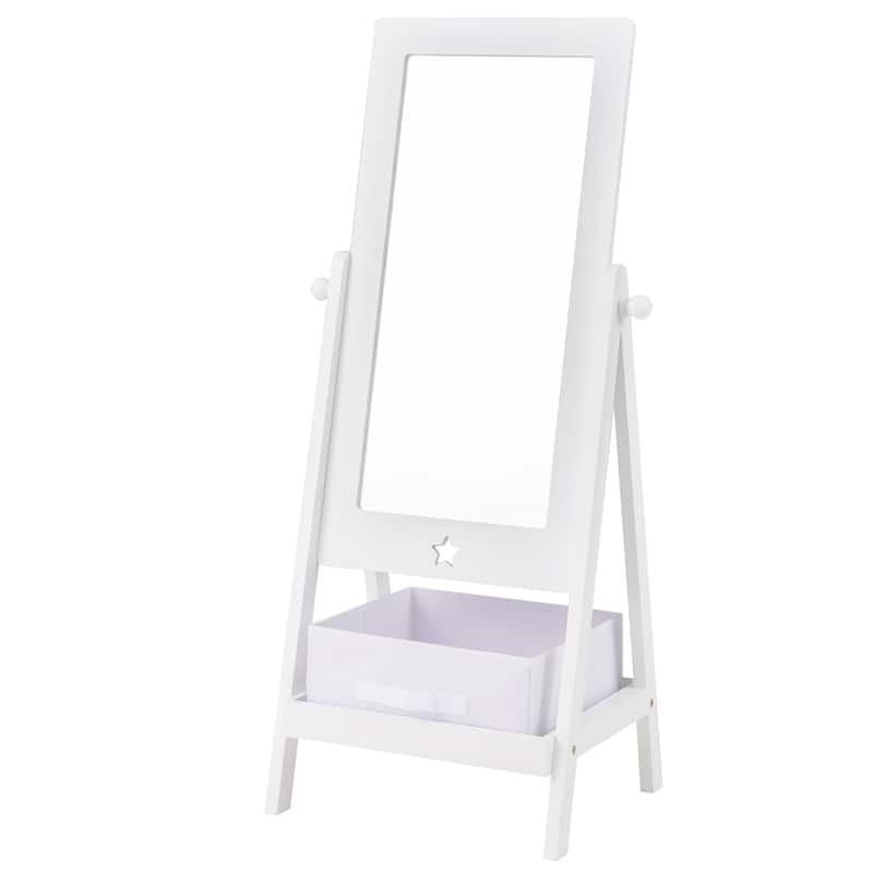 Gymax Kids Freestanding Full Length Dressing Floor Mirror w/ Shelf