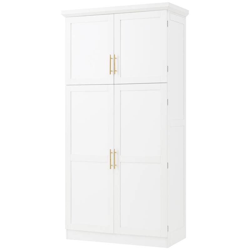 70.9 inch Freestanding Kitchen Cabinet, Tall Storage Cabinet with 4 Doors, 2 Door Shelves, 8 Pull-out Trays and Adjustable Shelf
