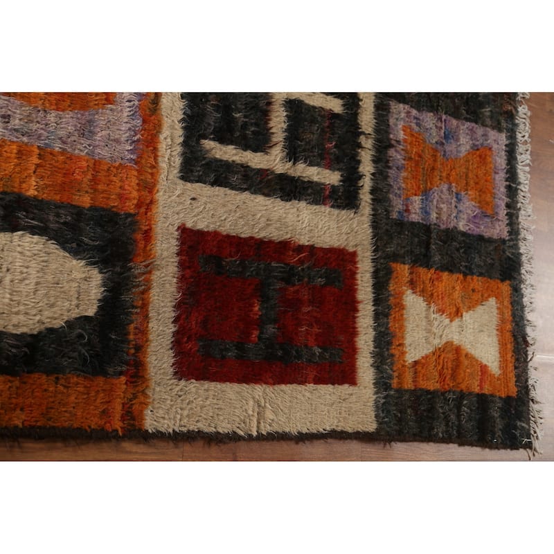 Hand Knotted Oriental 100% Wool Carpet Modern Tribal Multi-Colored Moroccan Area Rug - 9' 7'' X 6' 9''