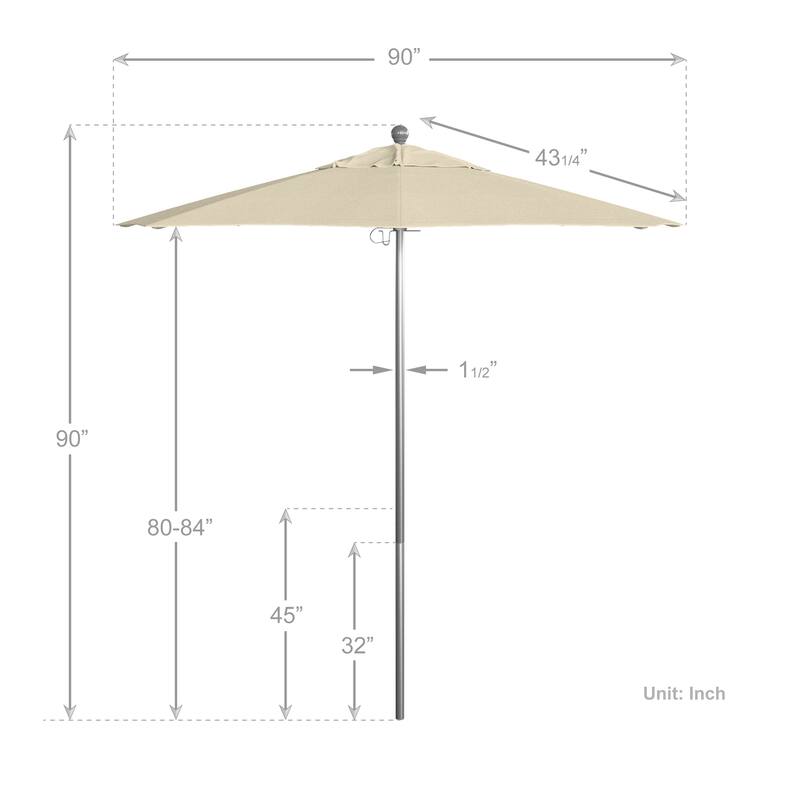 California Umbrella 7.5' Rd. Aluminum Frame, Fiberglass Rib Market Umbrella, Push Open,Anodized Silver Finish, Pacifica Fabric
