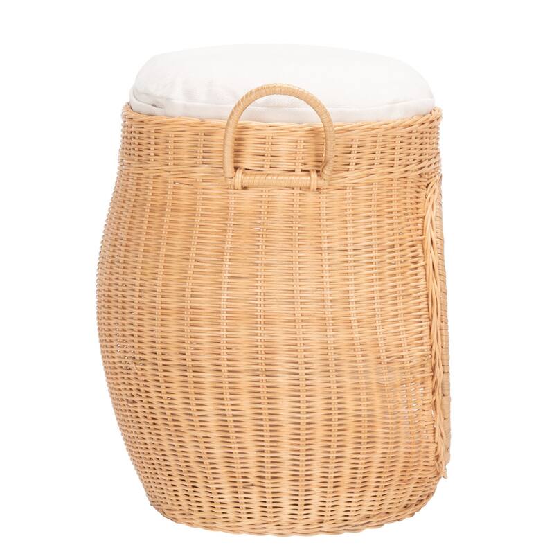 SAFAVIEH Faati Wicker Cat Bed with Cushion - 20.1 in. W x 11.8 in. D x 16.5 in. H