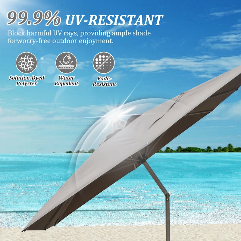 Rectangle Patio Umbrella with Crank Lift and Tilt Function