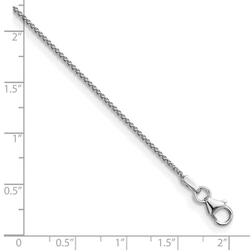 Curata Italian 14k White Gold 1.3mm Wheat Chain Necklace For Men (Lobster)