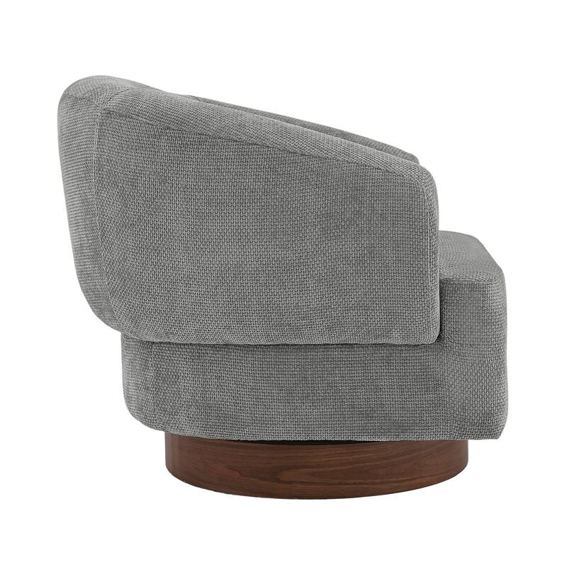 Set of 2 Chenille Upholstered Swivel Barrel Accent Chair with Solid Wood Base for Living Room