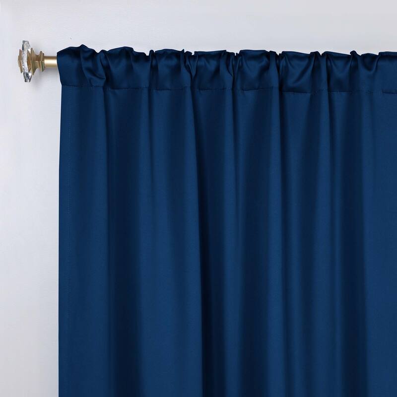 Superior Solid Machine Washable Room Darkening Curtains with Back Tabs, Set of 2