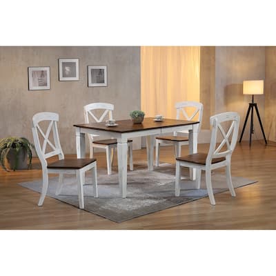 Loft Distressed Cotton White Transitional X-Back 5-Piece Dining Set