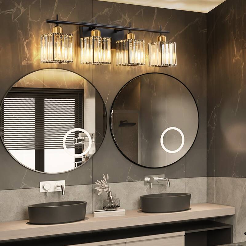 Starsky 3/4-Light Modern Dimmable Bathroom Crystal Vanity Light Wall Sconces with Crystal Shade