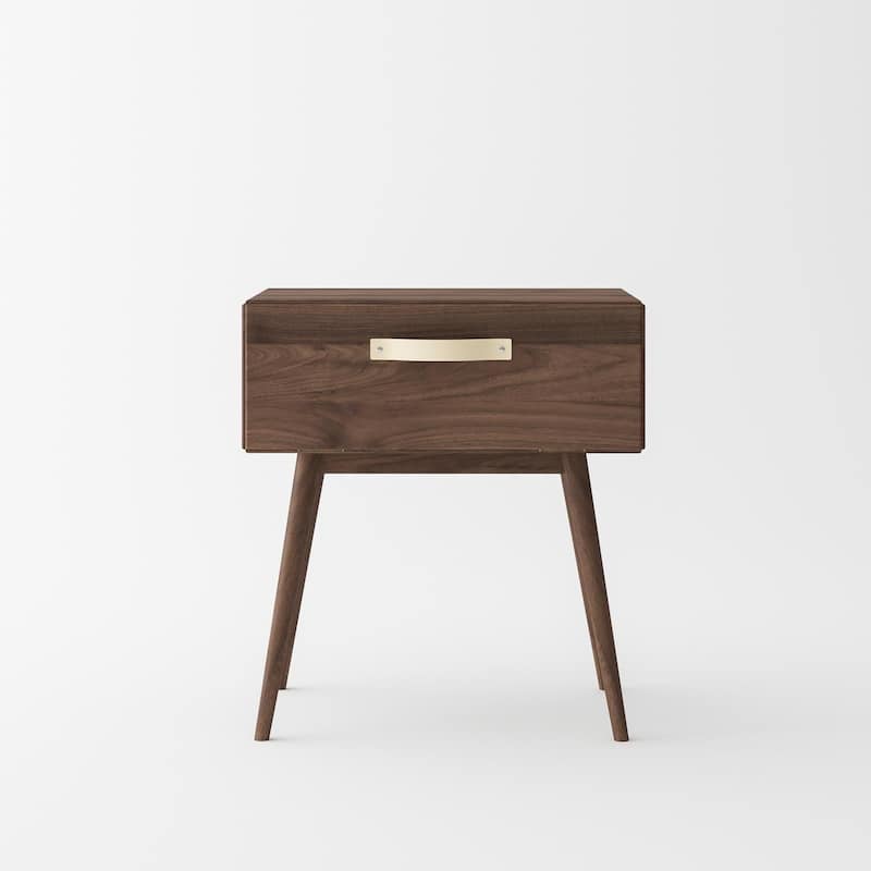 Isabella Mid Century Bedroom Set - Solid Black American Walnut (Bed + 2 Nightstands)